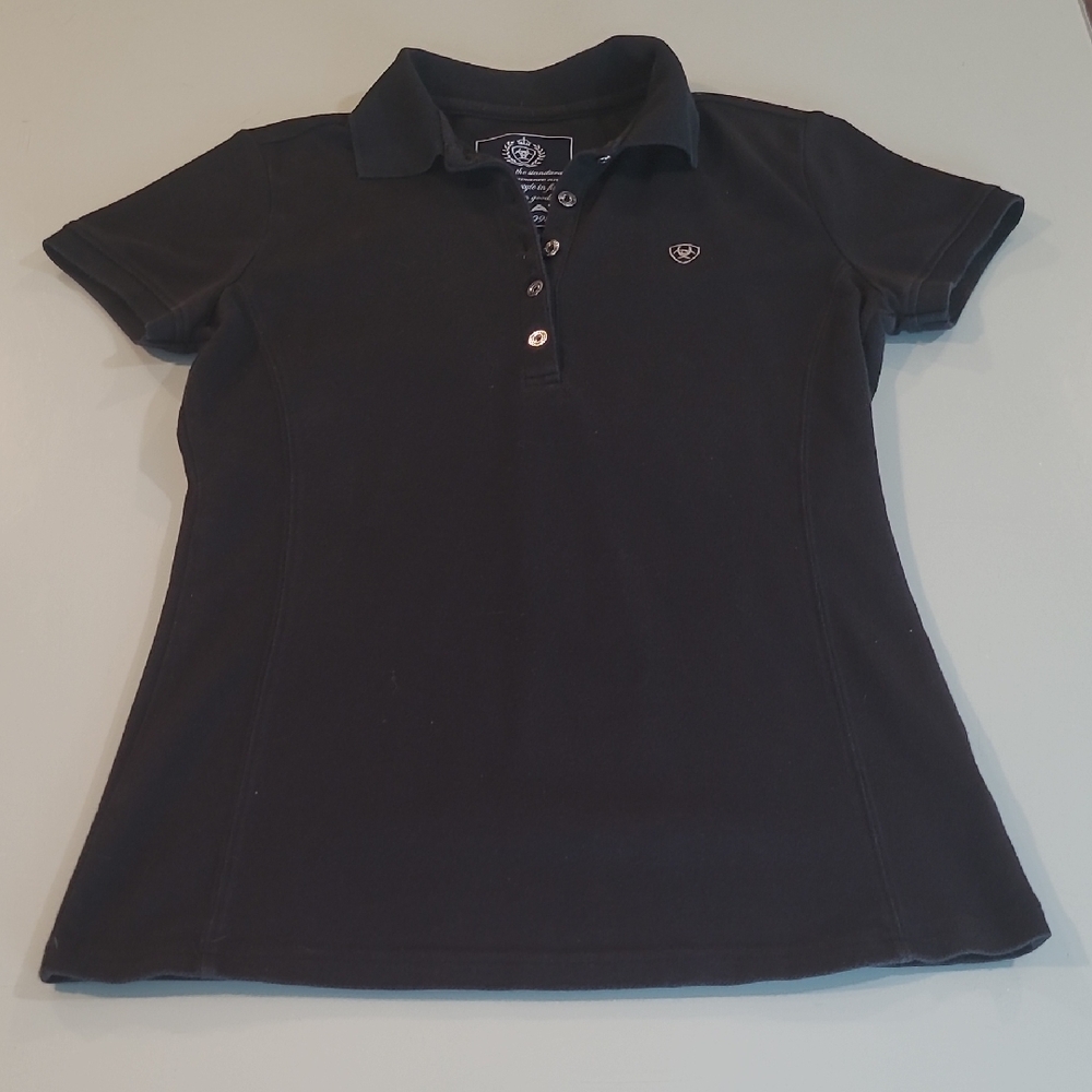 EUC Ariat Black Classic Equestrian Short Sleeved Polo